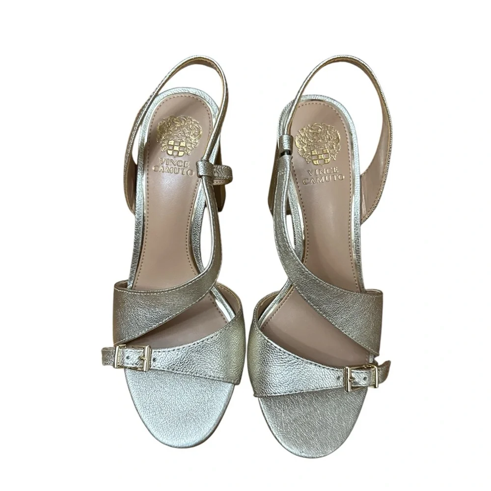 Vince Camuto Adesie Slingback Gold Strappy Heels